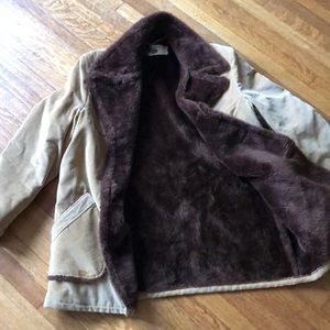 Vintage urban cowboy fur lined tan corduroy rancher coat Silton size 46 xl